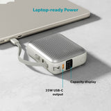 Epico Power Bank 35W 10000 mAh med USB-C-Port och Utdragbar USB-C-Kabel - Grå