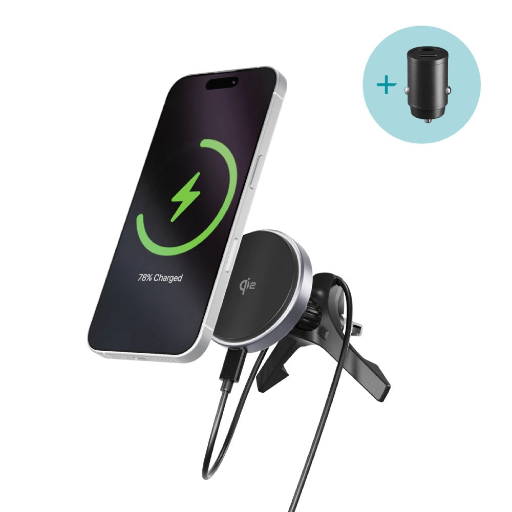 Epico UltraDrive Magnetisk 15W Mobilhållare för Luftventil - MagSafe / Qi2 Kompatibel - Svart