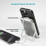 Epico UltraPack 15W Power Bank 10 000 mAh med Utdragbar USB-C Kabel och Stativfunktion - MagSafe / Qi2 Kompatibel - Grå