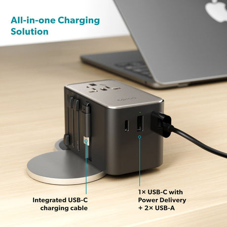 Epico UltraBoost Universal Reseadapter 70W med 2 x USB-A 1 x USB-C - Titanium