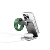 Spello ForceBase Hopfällbar 3-i-1 Trådlös Qi2 Laddare 15W - MagSafe Kompatibel - Silver