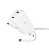 Epico UltraBoost GaN 100W Väggladdare m. 1.2m USB-C till USB-C Kabel - 2x USB-C / 1x USB-A - Vit