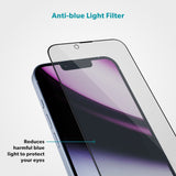 iPhone 16e / 14 / 13 / 13 Pro Epico AntiBlue Glass 3D Skärmskyddsglas m. Installationsram - Genomskinlig