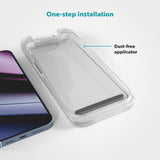 iPhone 16e / 14 / 13 / 13 Pro Epico AntiBlue Glass 3D Skärmskyddsglas m. Installationsram - Genomskinlig