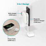 Epico UltraPack Mag+ 3-i-1 Rese PowerBank 10.000 mAh - MagSafe Kompatibel - Vit