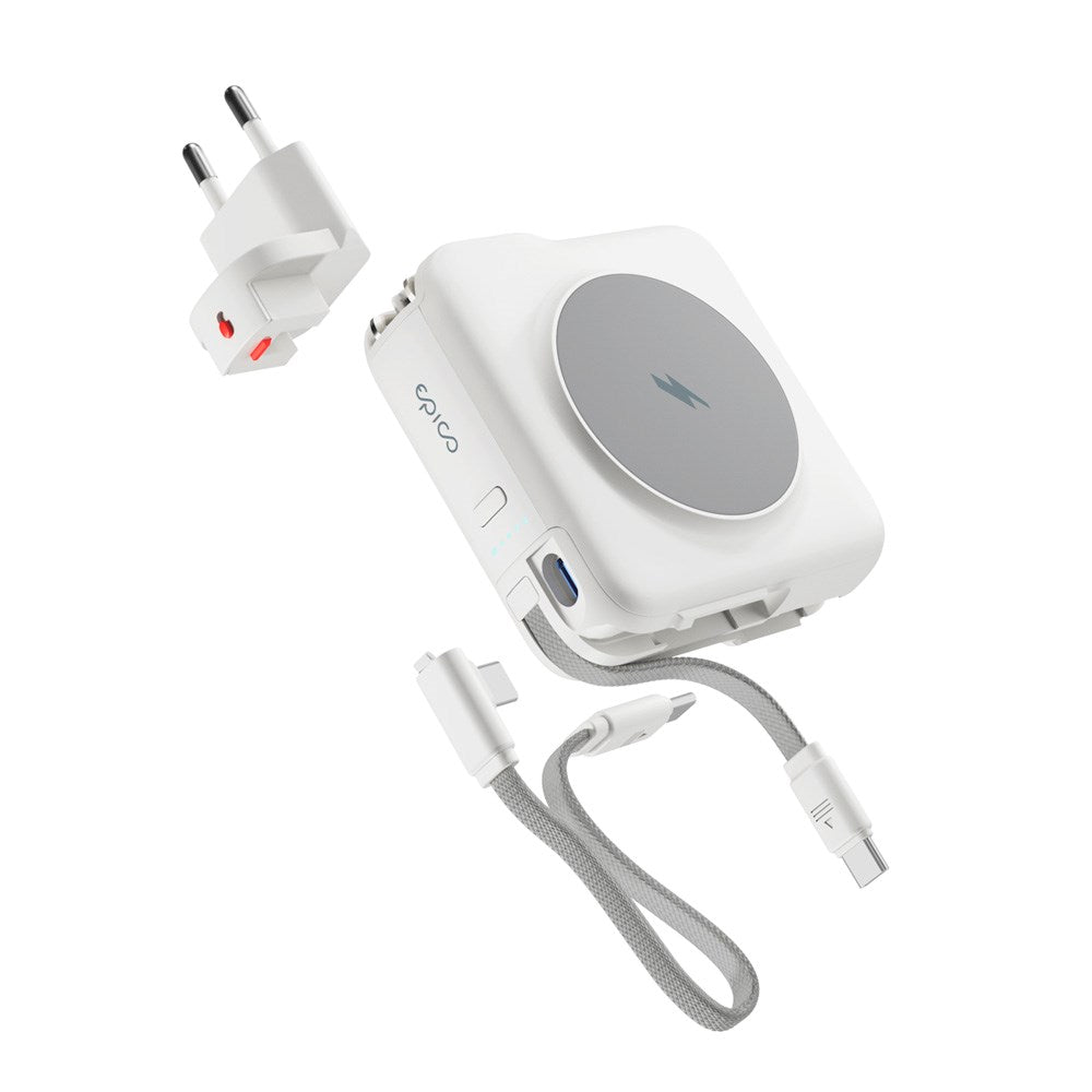 Epico UltraPack Mag+ 3-i-1 Rese PowerBank 10.000 mAh - MagSafe Kompatibel - Vit