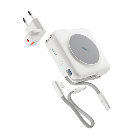 Epico UltraPack Mag+ 3-i-1 Rese PowerBank 10.000 mAh - MagSafe Kompatibel - Vit