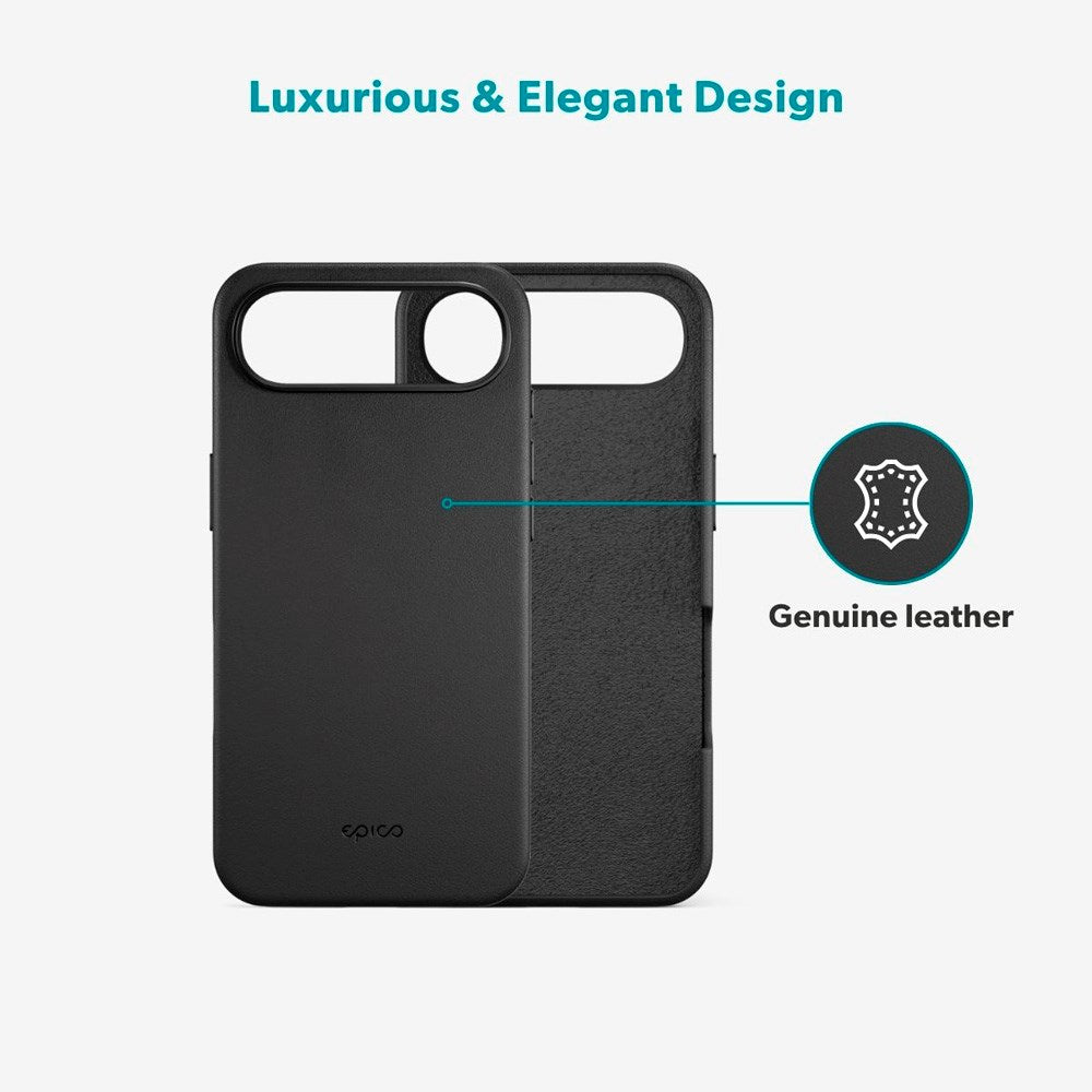 iPhone Air Epico Leather Pro Mag+ Skal - MagSafe Kompatibel - Svart