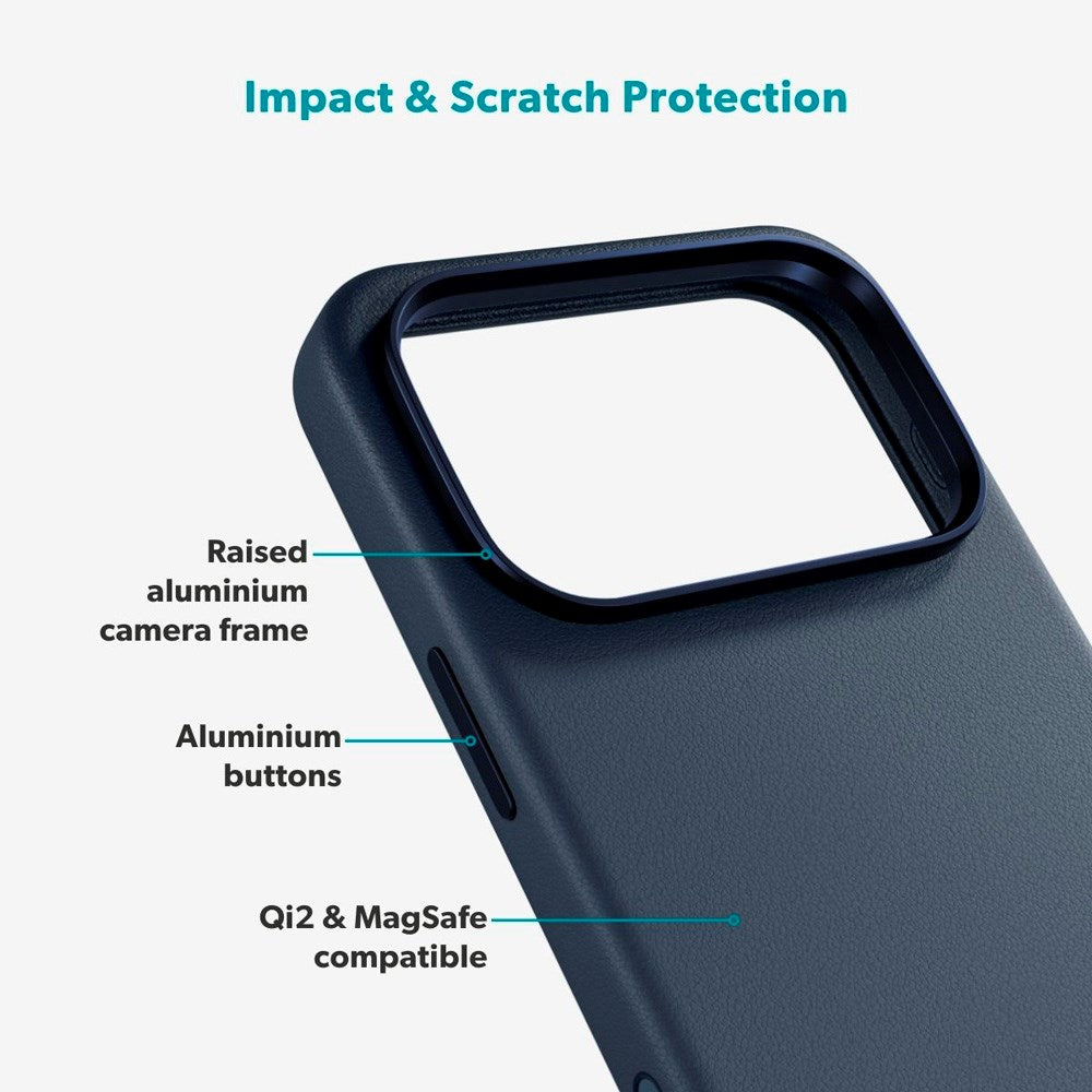iPhone 17 Pro Max Epico Leather Pro Mag+ Skal - MagSafe Kompatibel - Blå