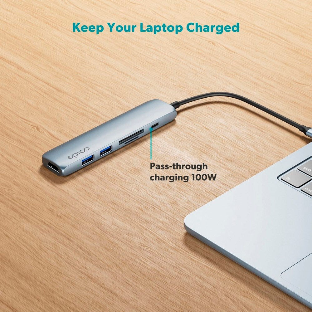 Epico 6-i-1 Aluminium Hub 8K - Sky Blue