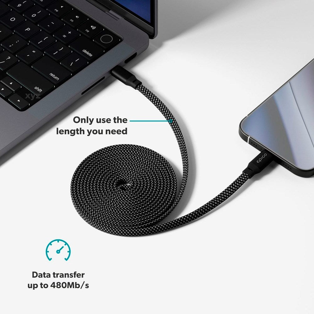 Epico UltraLink 240W Magnetisk USB-C till USB-C Kabel - Svart