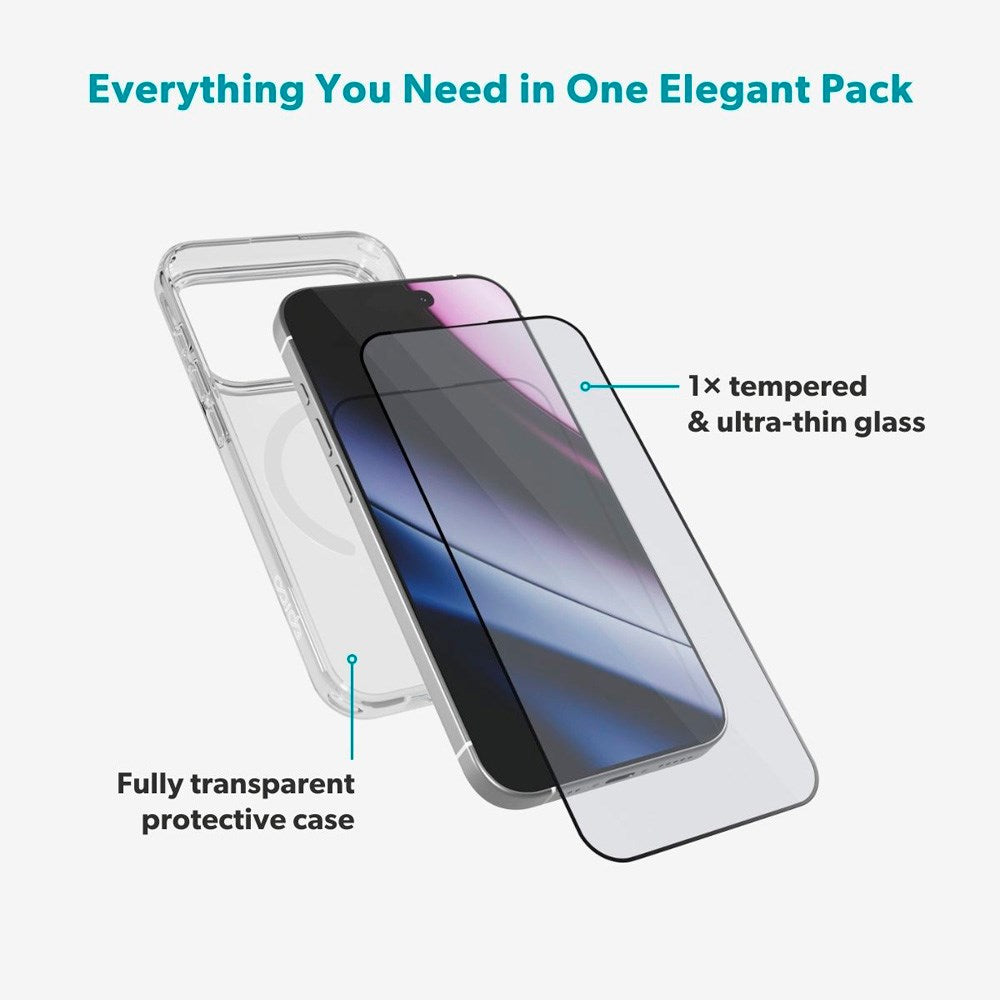 iPhone 17 Pro Epico Skyddsset - MagSafe Skal & Skärmskydd - Genomskinlig