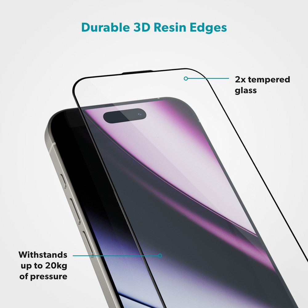 iPhone 16 Pro Max Epico Hero Glass 3D Skärmskyddsglas m. Monteringsram - Genomskinlig