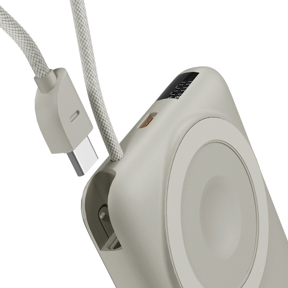 Epico UltraPack 22,5W Powerbank 10.000mAh med Utdragbar USB-C-Kabel - MagSafe / Qi2 Kompatibel - Grå