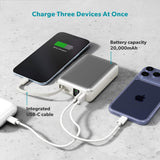Epico UltraPack 45W Powerbank 20.000mAh med Utdragbar USB-C-Kabel - Grå