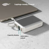 Epico UltraPack 45W Powerbank 20.000mAh med Utdragbar USB-C-Kabel - Grå