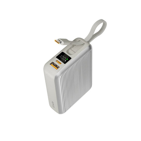 Epico UltraPack 45W Powerbank 20.000mAh med Utdragbar USB-C-Kabel - Grå