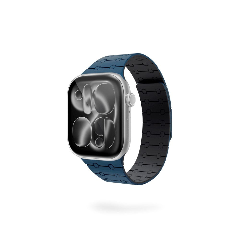 Apple Watch (38/40/SE/41/42) Epico Magnetic+ Silikone Klockarmband - Blå / Svart