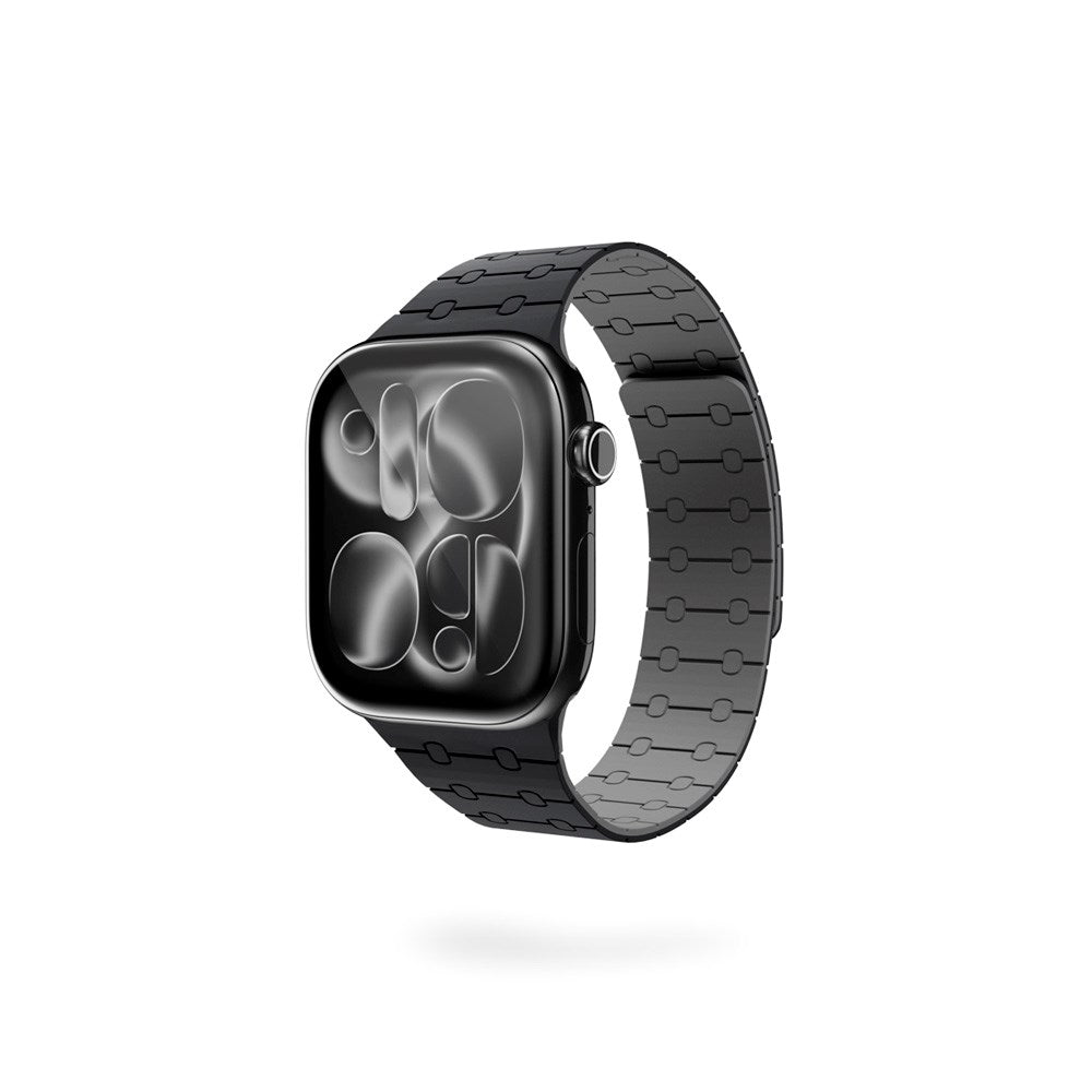 Apple Watch (42/44/SE/45/46/49) Epico Magnetic+ Silikone Klockarmband - Svart / Grå