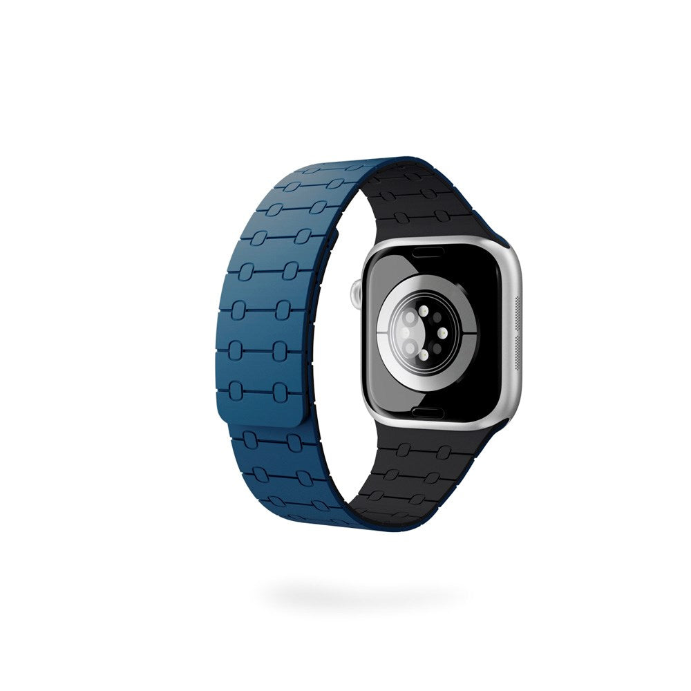 Apple Watch (42/44/SE/45/46/49) Epico Magnetic+ Silikone Klockarmband - Blå / Svart