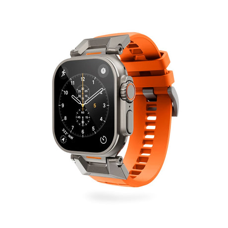 Apple Watch (42/44/SE/45/46/49) Epico Rubber Pro Klockarmband med Metallspänne - Orange