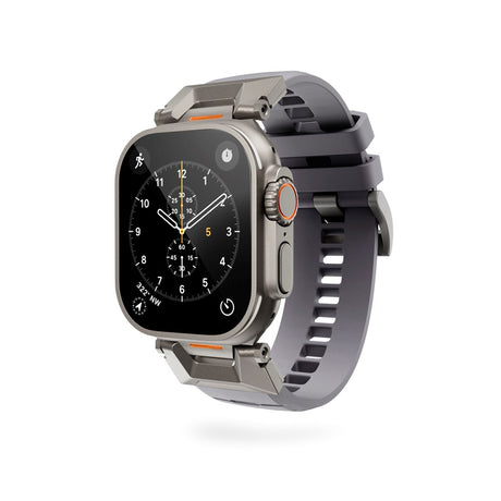 Apple Watch (42/44/SE/45/46/49) Epico Rubber Pro Klockarmband med Metallspänne - Grå