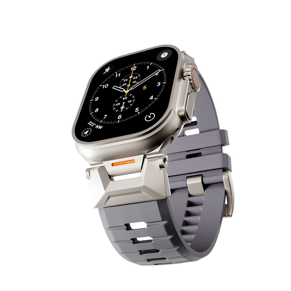 Apple Watch (42/44/SE/45/46/49) Epico Rubber Pro Klockarmband med Metallspänne - Grå