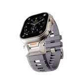 Apple Watch (42/44/SE/45/46/49) Epico Rubber Pro Klockarmband med Metallspänne - Grå