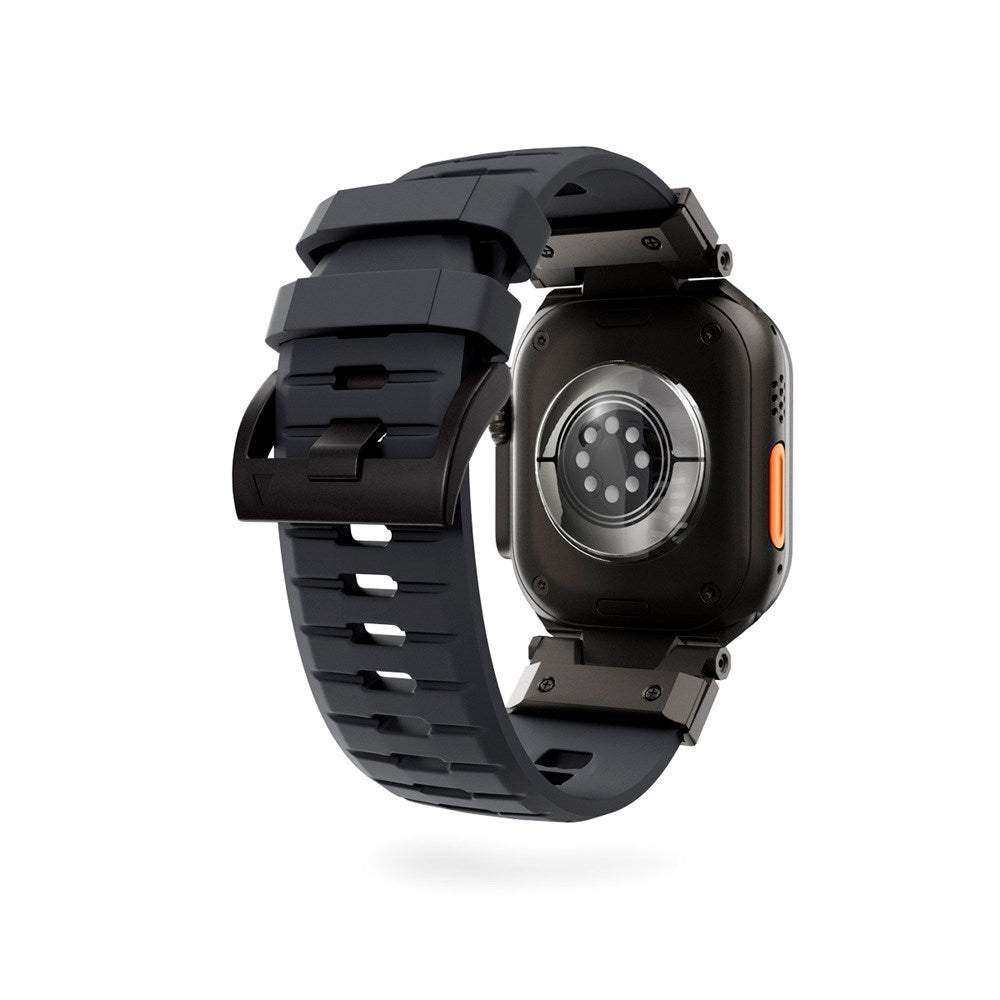 Apple Watch (42/44/SE/45/46/49) Epico Rubber Pro Klockarmband med Metallspänne - Svart