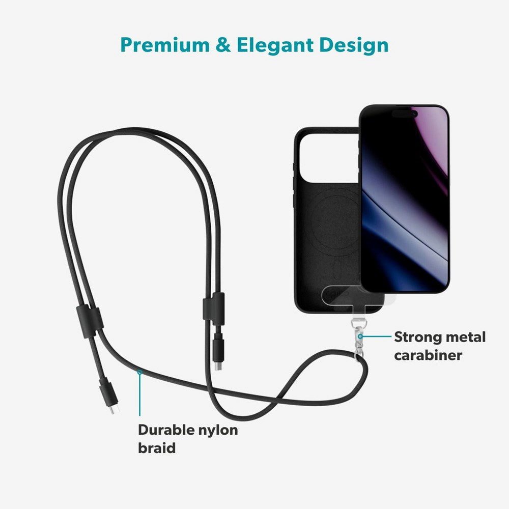 Epico Mobilrem med Inbyggd 60W USB-C till USB-C Kabel - Svart