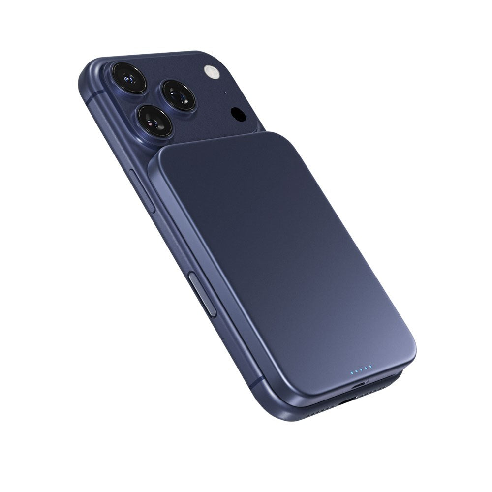 Epico 15W UltraPack EM51 Slim Alu Mag+ 5000 mAh Power Bank med USB-C - Qi2 / MagSafe Kompatibel - Blue