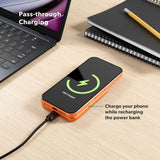 Epico 15W UltraPack EM51 Slim Alu Mag+ 5000 mAh Power Bank med USB-C - Qi2 / MagSafe Kompatibel - Orange