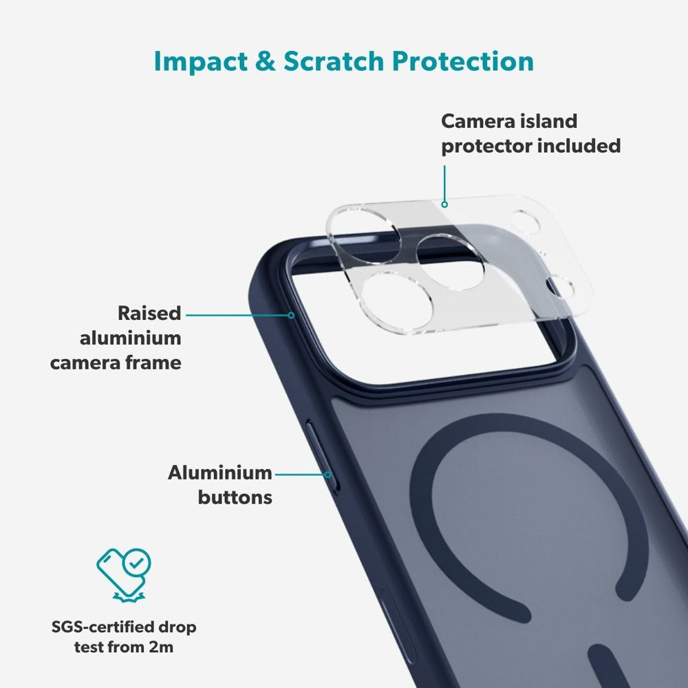 iPhone 17 Pro Max Epico HeroMatte Pro Mag+ Skal m. Kameraskydd - MagSafe Kompatibel - Blå