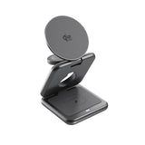 Epico UltraBase EF60 3-i-1 Fold Metal Mag+ Trådlös Laddare - 25W - Qi2 / MagSafe Kompatibel - Grå