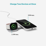 Epico UltraBase Kompakt Trådlös Laddare 25W för Smartphone / Apple Watch - MagSafe / Qi2 Kompatibel - Silver