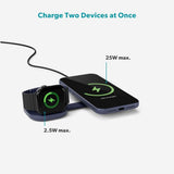 Epico UltraBase Kompakt Trådlös Laddare 25W för Smartphone / Apple Watch - MagSafe / Qi2 Kompatibel - Mörkblå