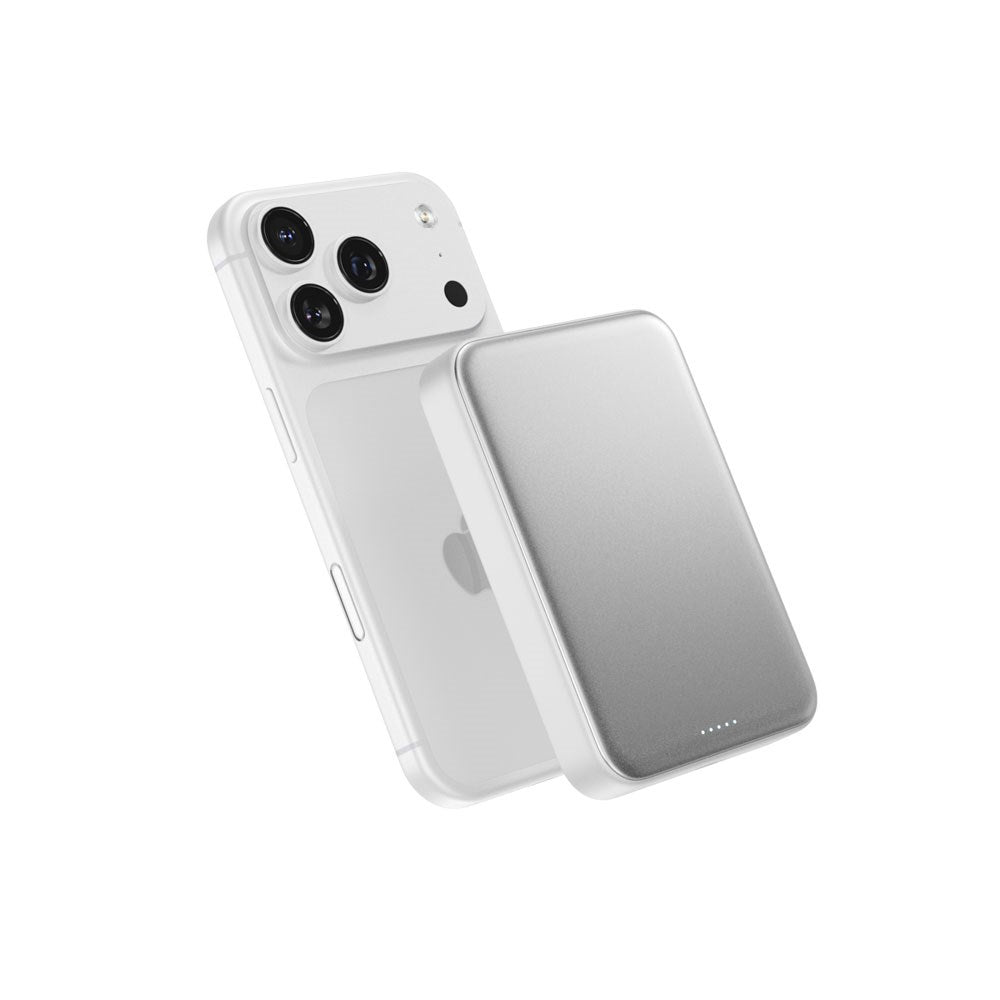 Epico UltraPack EM75 Alu Mag+ Trådlös PowerBank - 25W & 10.000 mAh - Qi2 / MagSafe Kompatibel - Silver