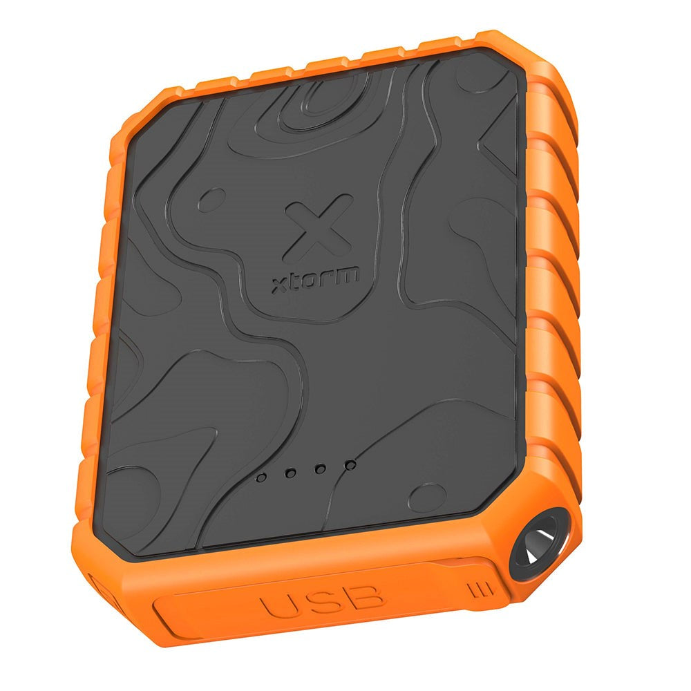 Xtorm Rugged Powerbank 18W - 2 x USB-A QC & 1 x USB-C PD - 10 000 mAh - Svart / Orange