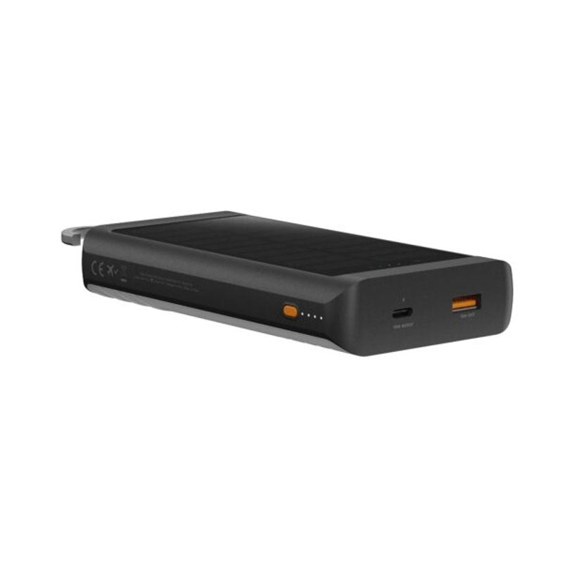 Xtorm 15W Solcell PowerBank m. 1x USB-A & 1x USB-C – 10.000 mAh / Ficklampa – Svart