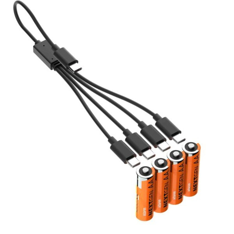 Xtorm NextGen Uppladdningsbara USB-C AA-Batterier - 4 st - Orange