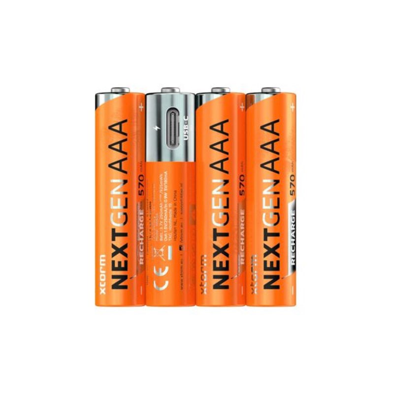 Xtorm NextGen Uppladdningsbara USB-C AAA-Batterier - 4 st - Orange