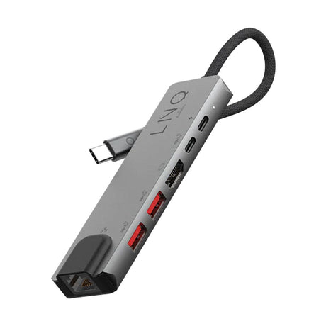 LINQ byELEMENTS 6-i-1 USB-C Pro Multiport Hub - 2 x USB-A / 2 x USB-C / HDMI / RJ45 Ethernet - Space Grey