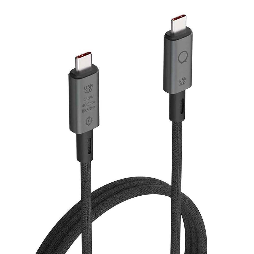 LINQ byELEMENTS Pro-kabel USB-C till USB-C - 240W PD & 8K/60Hz - 1 m - Grå / Svart