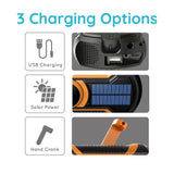 Just In Case Nödradio m. Bluetooth & 5000 mAh PowerBank - Svart / Orange