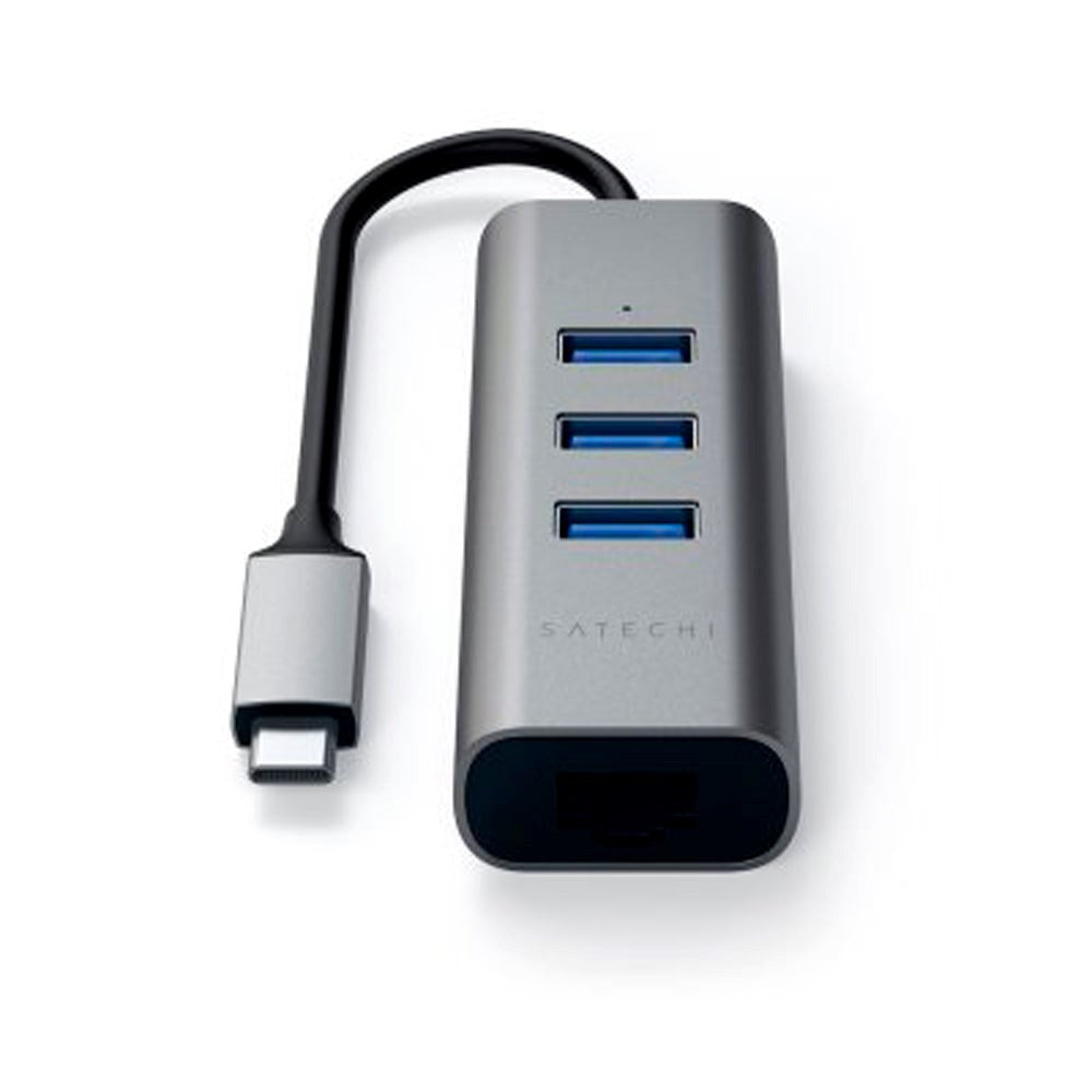 Satechi 2-i-1 USB-C Hub / Ethernet-port - Grå