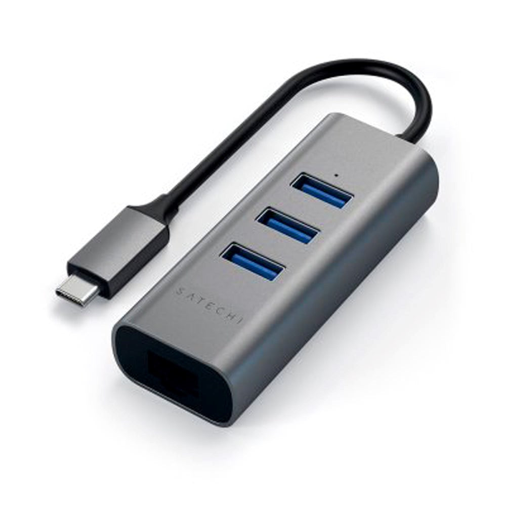 Satechi 2-i-1 USB-C Hub / Ethernet-port - Grå