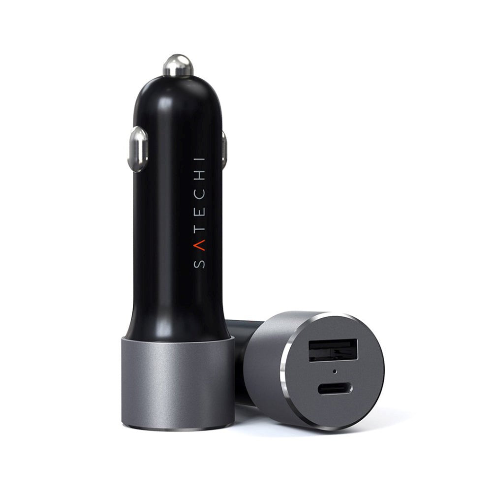 Satechi Power Delivery 72W Car Charger m. USB-A & USB-C-Space Grey