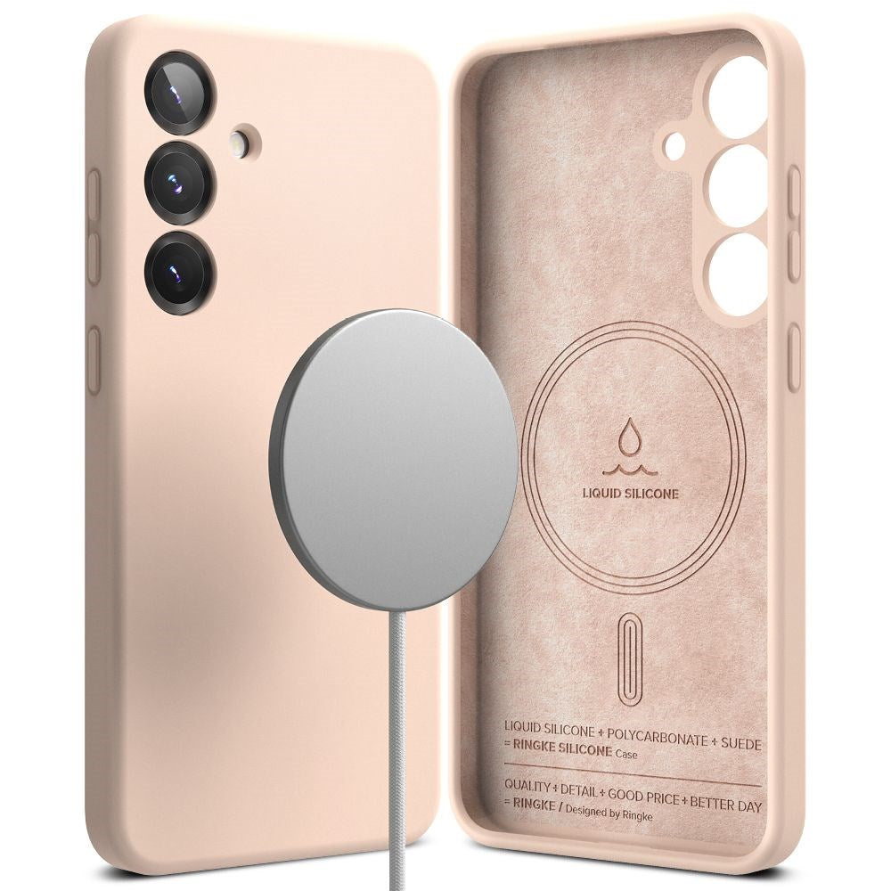 Ringke Samsung Galaxy S25 Silikon Magnetiskt MagSafe Skal - Rosa