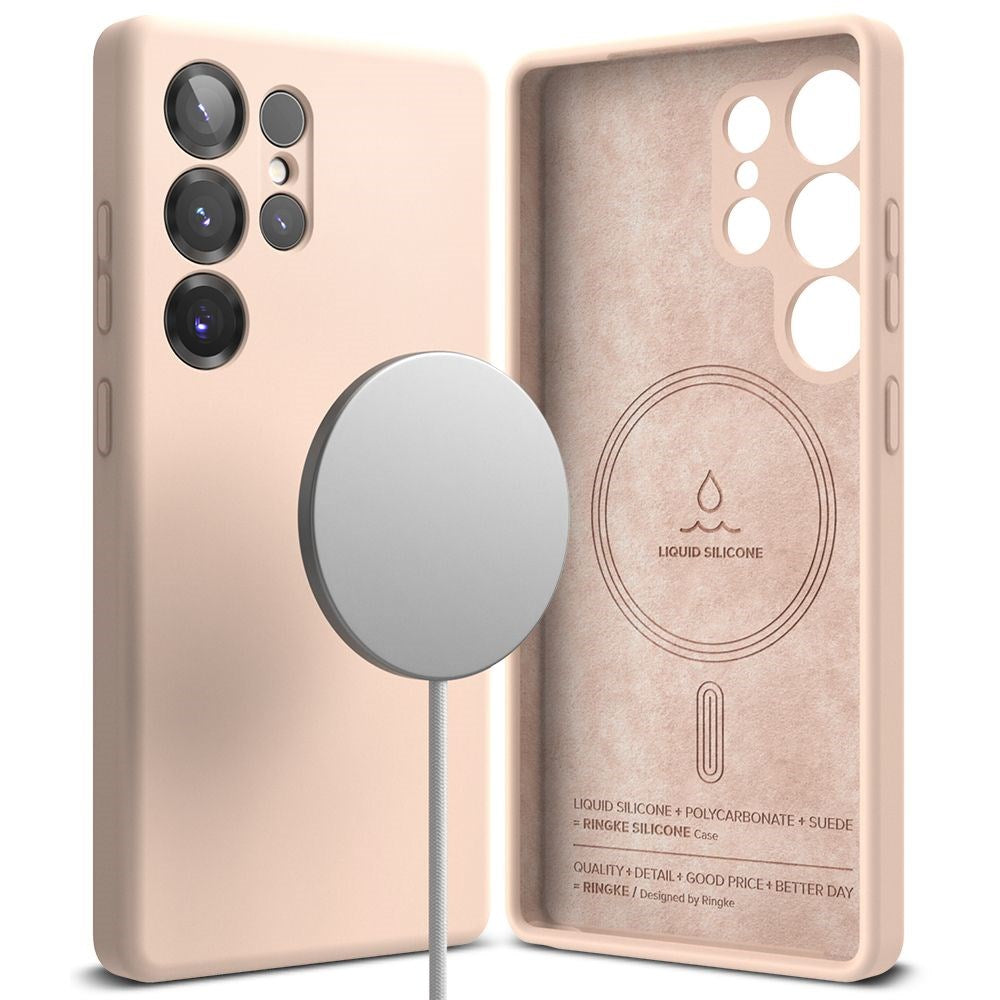 Ringke Samsung Galaxy S25 Ultra Silikon Magnetiskt MagSafe Skal - Rosa
