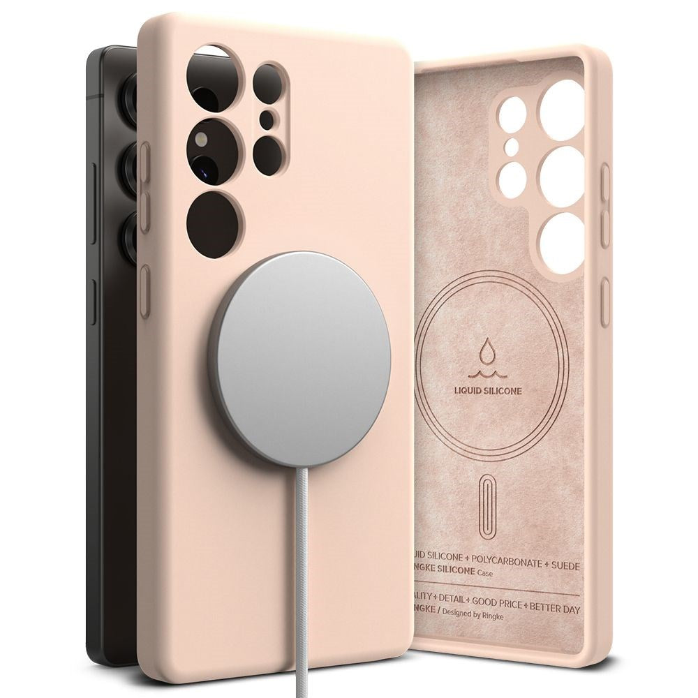 Ringke Samsung Galaxy S25 Ultra Silikon Magnetiskt MagSafe Skal - Rosa